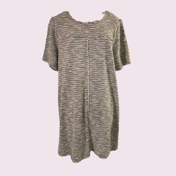 LOFT | Black and White Tweed Short Sleeved Shift Dress - Picture 1 of 5